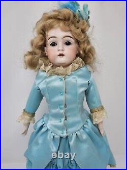 Antique German Early Kestner Bisque Shoulder Head Doll, Mohair Wig 17