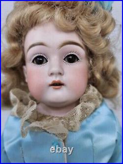 Antique German Early Kestner Bisque Shoulder Head Doll, Mohair Wig 17