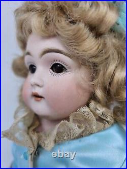 Antique German Early Kestner Bisque Shoulder Head Doll, Mohair Wig 17