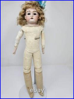 Antique German Early Kestner Bisque Shoulder Head Doll, Mohair Wig 17