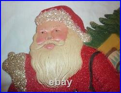 Antique German Embossed Die Cut Cardboard Father Christmas Santa Claus 19.5