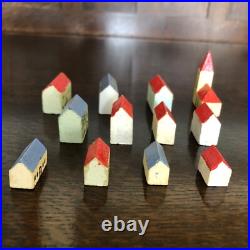 Antique German Erzgebirge Handmade Wooden Village Set, 12 Buildings Antique German Erzgebirge Handmade Wooden Village Set, 12 Buildings