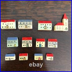 Antique German Erzgebirge Handmade Wooden Village Set, 12 Buildings Antique German Erzgebirge Handmade Wooden Village Set, 12 Buildings