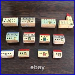 Antique German Erzgebirge Handmade Wooden Village Set, 12 Buildings Antique German Erzgebirge Handmade Wooden Village Set, 12 Buildings