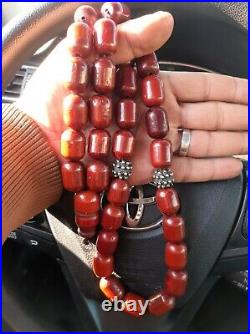 Antique German Faturan Bakelite misky veins Prayer beads necklace 160 gra