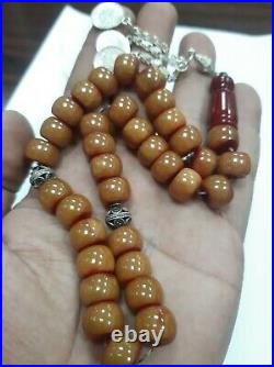 Antique German Faturan Bakelite misky veins damari Prayer beads necklace 60 gra