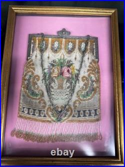 Antique German Flapper Purse Framed- Glass Beaded
