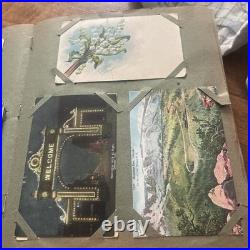 Antique German Floral Photo Album With 247 Antique/Vintage Postcards Ephemera