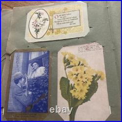 Antique German Floral Photo Album With 247 Antique/Vintage Postcards Ephemera