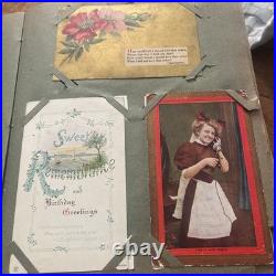 Antique German Floral Photo Album With 247 Antique/Vintage Postcards Ephemera