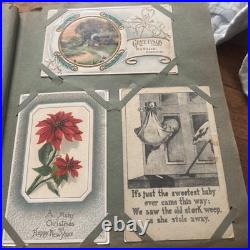 Antique German Floral Photo Album With 247 Antique/Vintage Postcards Ephemera