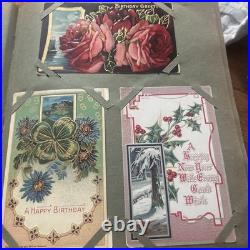 Antique German Floral Photo Album With 247 Antique/Vintage Postcards Ephemera