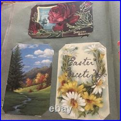 Antique German Floral Photo Album With 247 Antique/Vintage Postcards Ephemera