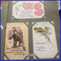 Antique German Floral Photo Album With 247 Antique/Vintage Postcards Ephemera