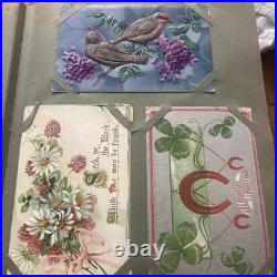 Antique German Floral Photo Album With 247 Antique/Vintage Postcards Ephemera