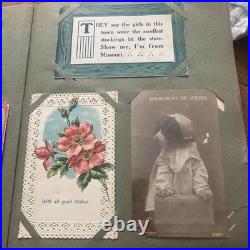 Antique German Floral Photo Album With 247 Antique/Vintage Postcards Ephemera