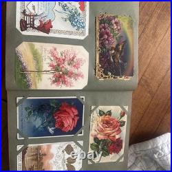 Antique German Floral Photo Album With 247 Antique/Vintage Postcards Ephemera