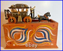 Antique German Folk Art Wooden Toy Coach & Horses, Orig. Painted Box c 1880-1910 Antique German Folk Art Wooden Toy Coach & Horses, Orig. Painted Box c 1880-1910