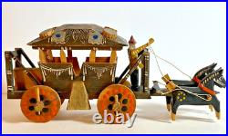 Antique German Folk Art Wooden Toy Coach & Horses, Orig. Painted Box c 1880-1910 Antique German Folk Art Wooden Toy Coach & Horses, Orig. Painted Box c 1880-1910
