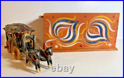 Antique German Folk Art Wooden Toy Coach & Horses, Orig. Painted Box c 1880-1910 Antique German Folk Art Wooden Toy Coach & Horses, Orig. Painted Box c 1880-1910
