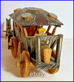 Antique German Folk Art Wooden Toy Coach & Horses, Orig. Painted Box c 1880-1910 Antique German Folk Art Wooden Toy Coach & Horses, Orig. Painted Box c 1880-1910
