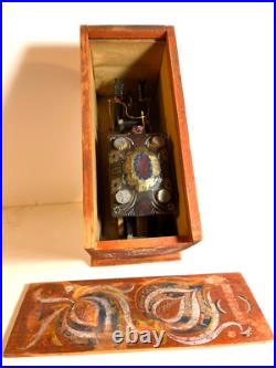 Antique German Folk Art Wooden Toy Coach & Horses, Orig. Painted Box c 1880-1910 Antique German Folk Art Wooden Toy Coach & Horses, Orig. Painted Box c 1880-1910