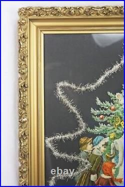 Antique German Framed Die Cut Christmas Angel ca1890