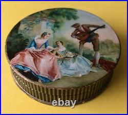 Antique German French Round Paper Candy Container Box Musical Classical Lovers