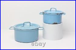 Antique German Gebruder Bing Blue Enameled Kitchen Pot Set, 1920, Germany