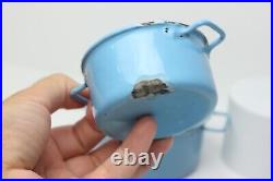 Antique German Gebruder Bing Blue Enameled Kitchen Pot Set, 1920, Germany