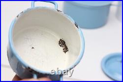 Antique German Gebruder Bing Blue Enameled Kitchen Pot Set, 1920, Germany