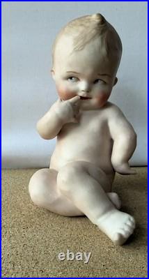 Antique German Gebruder Heubach Bisque Porcelain Nude Piano Baby Figurine