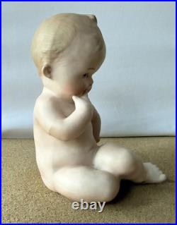 Antique German Gebruder Heubach Bisque Porcelain Nude Piano Baby Figurine