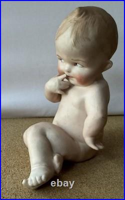 Antique German Gebruder Heubach Bisque Porcelain Nude Piano Baby Figurine