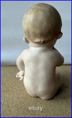 Antique German Gebruder Heubach Bisque Porcelain Nude Piano Baby Figurine