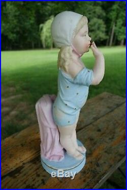 Antique German Gebruder Heubach Child Swimmer Girl Doll Bisque Figurine Statue