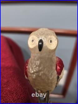 Antique German Glass Large Eyed Owl on a Clip Christmas Ornament