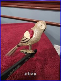 Antique German Glass Large Eyed Owl on a Clip Christmas Ornament
