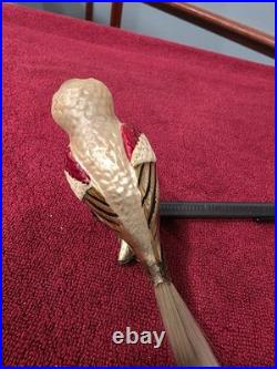 Antique German Glass Large Eyed Owl on a Clip Christmas Ornament