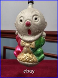 Antique German Glass Large Headed Sitting Baby Christmas Ornament