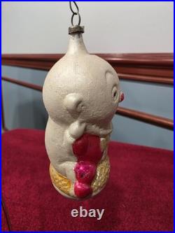 Antique German Glass Large Headed Sitting Baby Christmas Ornament