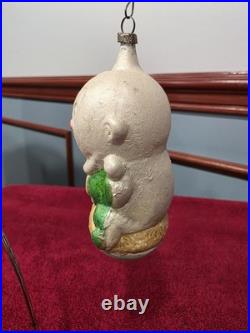Antique German Glass Large Headed Sitting Baby Christmas Ornament
