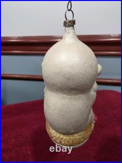 Antique German Glass Large Headed Sitting Baby Christmas Ornament