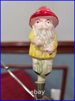 Antique German Glass Mushroom Man on a Stump on a Clip Christmas Ornament