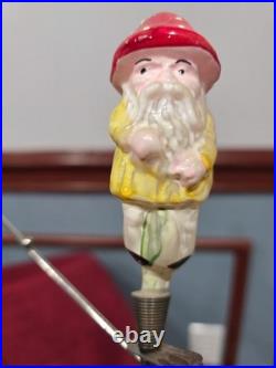 Antique German Glass Mushroom Man on a Stump on a Clip Christmas Ornament