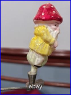 Antique German Glass Mushroom Man on a Stump on a Clip Christmas Ornament