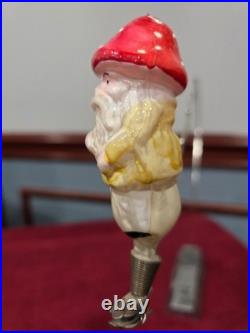 Antique German Glass Mushroom Man on a Stump on a Clip Christmas Ornament