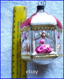 Antique German Glass Ornament LARGE MERRY GO ROUND CAROUSEL