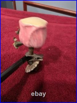 Antique German Glass Pink Flower on a Clip/ Candle Holder Christmas Ornament