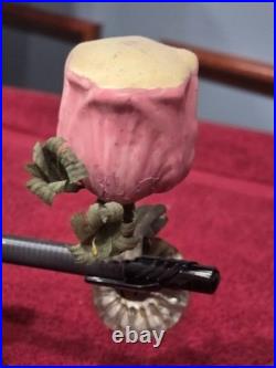 Antique German Glass Pink Flower on a Clip/ Candle Holder Christmas Ornament